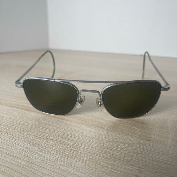 Vintage Randolph Engineering 6 1/2 Aviator Sunglasses Matte Chrome FRAMES ONLY - Picture 2 of 9